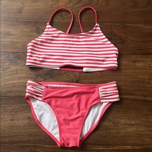 Art Class girls Pink Striped Swim Set